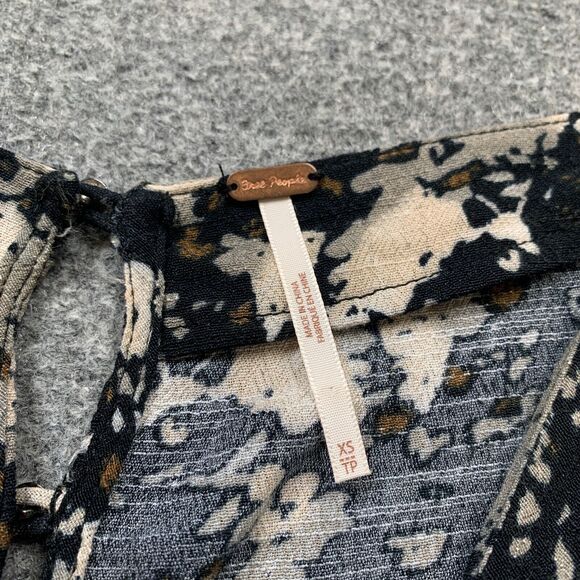 Free People Romper Women XS Extra Small All Right Raven Floral Ruffles Faux Wrap - Picture 4 of 13